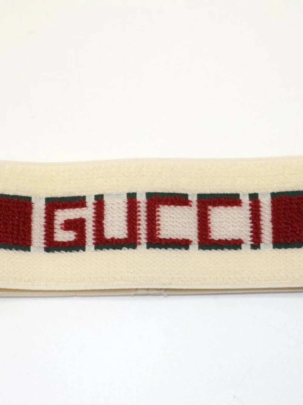 GUCCI Elastic Headband Red And White Stripe Size Small - White/Red/Green